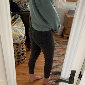 Striped black tight jeans